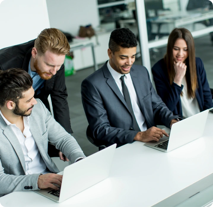 Team reviewing business performance